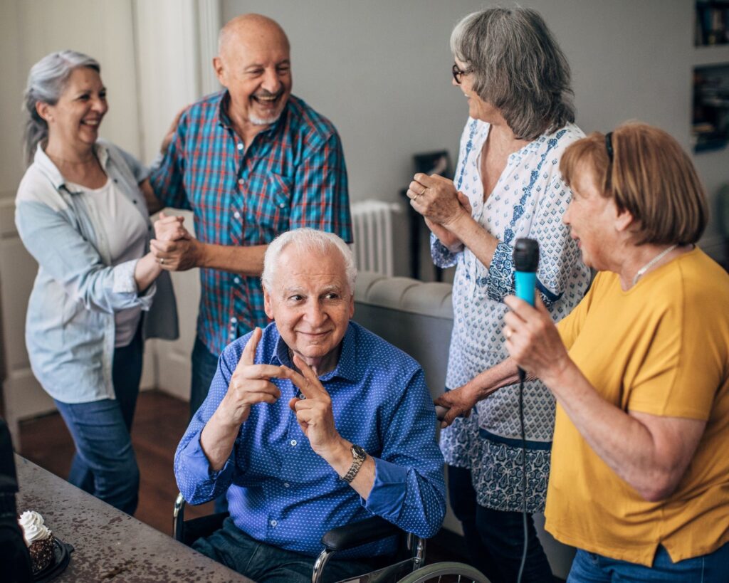 Older people socialising to improve mental wellbeing
